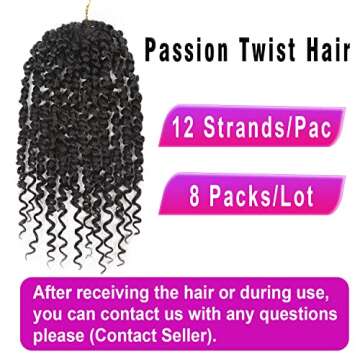 Bileaf Pre-twisted Passion Twist Crochet Hair for Women Girls Crochet 12 Inch Ombre Passion Twist Hair, Boho Passion Twists Hair Pre Looped Crochet Passion Twist Braids 8 Packs T30
