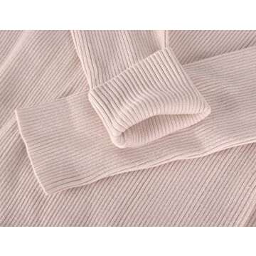 ninovino Women's Turtleneck Ribbed Long Sleeve Bodycon Winter?Dresses Apricot-XS