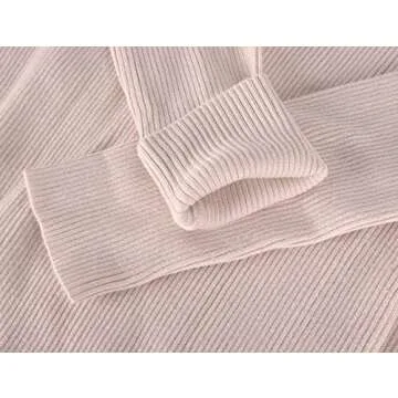 ninovino Women's Turtleneck Ribbed Long Sleeve Bodycon Winter?Dresses Apricot-XS