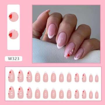 Valentine's Day Short Almond Fake Nails - Stylish & Fun