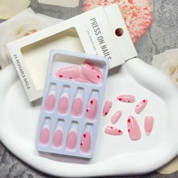 Valentine's Day Short Almond Fake Nails - Stylish & Fun