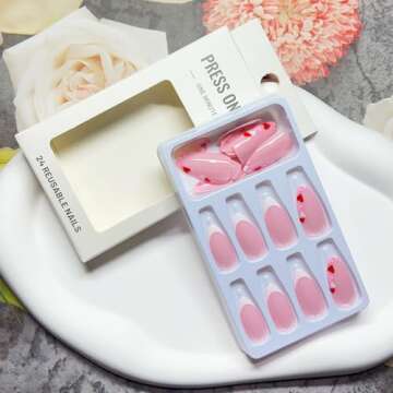 Valentine's Day Short Almond Fake Nails - Stylish & Fun