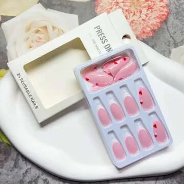 Valentine's Day Short Almond Fake Nails - Stylish & Fun