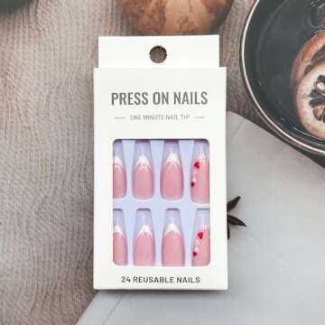 Valentine's Day Short Almond Fake Nails - Stylish & Fun