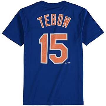 Outerstuff Tim Tebow New York Mets #15 Toddler 2-4 Player Name & Number T-Shirt Blue (3T)