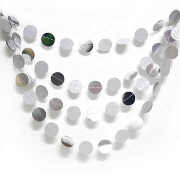 Decor365 Glitter Silver Circle Dots Garland for Parties