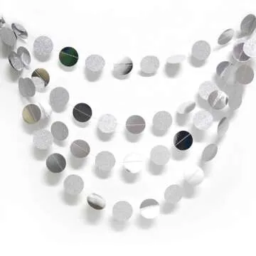 Decor365 Glitter Silver Circle Dots Garland for Parties
