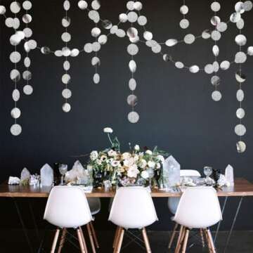 Decor365 Glitter Silver Circle Dots Garland for Parties