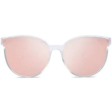SOJOS Fashion Round Sunglasses for Women Men Oversized Vintage Shades SJ2057, Clear/Pink