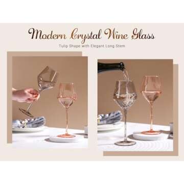 Colorsavant Smokey Sand Wine Glasses Set 6-16oz, Long Stem, Universal Size for White and Red Wine - Hand Blown Smoky Amber Brown Neutral Stemware for Home,Party