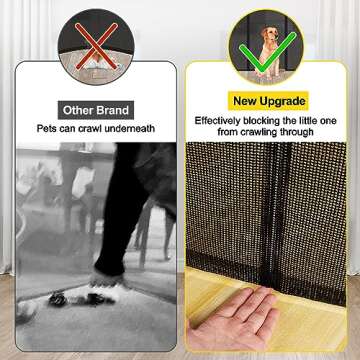 Reinforced 42” Extra Tall x 80” Wide Retractable Baby Gates with Rods to Prevent Crawling Throug...