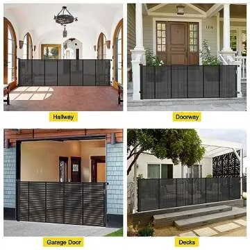 Reinforced 42” Extra Tall x 80” Wide Retractable Baby Gates with Rods to Prevent Crawling Through, Extra Tall Pet Gate for Large Openings Indoor Long Mesh Dog Gate for Stairs and Doorways, Black