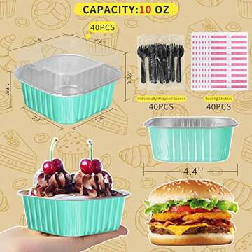 HEYYUMI 10oz Mini Cake Pans with Lids, 40 Pack Aluminum Foil Brownie Pans,Disposable Ramekins Muffin...