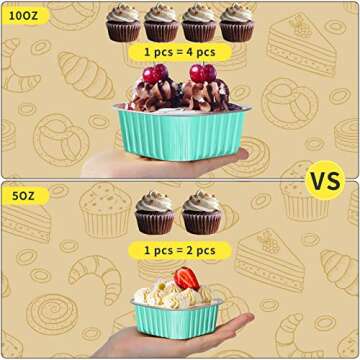 HEYYUMI 10oz Mini Cake Pans with Lids, 40 Pack Aluminum Foil Brownie Pans,Disposable Ramekins Muffin Tins,Square Baking Pans Cupcake Cups,Individual Dessert Containers Flans for Brownie - Blue