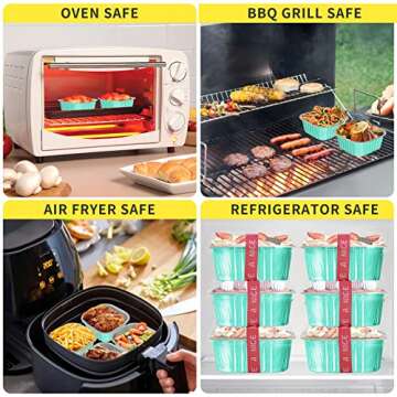 HEYYUMI 10oz Mini Cake Pans with Lids, 40 Pack Aluminum Foil Brownie Pans,Disposable Ramekins Muffin Tins,Square Baking Pans Cupcake Cups,Individual Dessert Containers Flans for Brownie - Blue