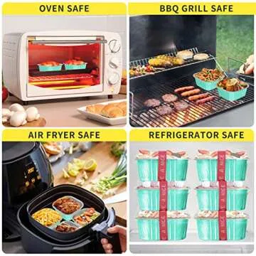 HEYYUMI 10oz Mini Cake Pans with Lids, 40 Pack Aluminum Foil Brownie Pans,Disposable Ramekins Muffin Tins,Square Baking Pans Cupcake Cups,Individual Dessert Containers Flans for Brownie - Blue