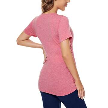 Liu & Qu Womens Maternity Nursing Tops Short Sleeve Breastfeeding Shirts Heather V Neck Clothes