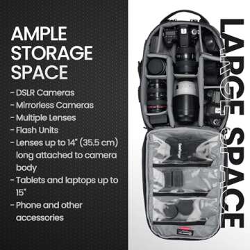 Tamrac Anvil Slim 11 Camera Backpack for Photographers DSLR Camera Bag with Laptop Compartment, Professional Photography Backpack, Camera Bag with Tripod Holder, Camera Carrying Case, Black