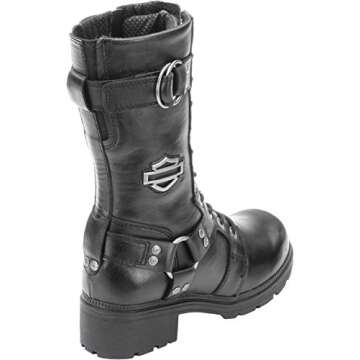Harley-Davidson Women's EDA Leather Motorcycle Casual Boot, Black, 10