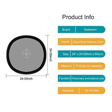 Sedremm Gray/White Balance Card - 24x24 Inch Portable Double-Sided Reference