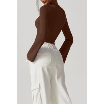 Meyeeka Long Sleeve Square Neck Crop Top for Women