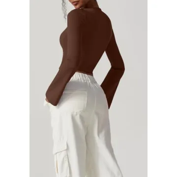 Meyeeka Long Sleeve Square Neck Crop Top for Women