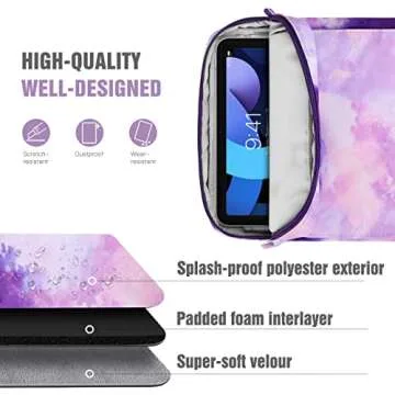 TiMOVO 9-11 Inch Tablet Sleeve Bag with Shoulder Strap for iPad 10th Gen. 10.9", iPad 9th/8th/7th Gen. 10.2", iPad Air 11/Air 5th/4th Gen. 10.9",Galaxy Tab A9+/A9 Plus 11", Watercolor Purple