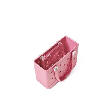 BOGG BAG Bitty Waterproof Washable Tip Proof Durable Open Tote Bag for the Beach Boat Pool Sports 11x8.5x4.5 - Lightweight Cute Tote Bag - Durable Rubber Bags For Women - Blowing Pink Bubbles