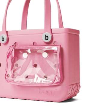 BOGG BAG Bitty Waterproof Washable Tip Proof Durable Open Tote Bag for the Beach Boat Pool Sports 11x8.5x4.5 - Lightweight Cute Tote Bag - Durable Rubber Bags For Women - Blowing Pink Bubbles