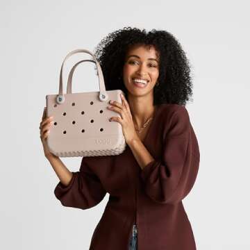 BOGG BAG Bitty Waterproof Washable Tip Proof Durable Open Tote Bag for the Beach Boat Pool Sports 11x8.5x4.5 - Lightweight Cute Tote Bag - Durable Rubber Bags For Women - Blowing Pink Bubbles