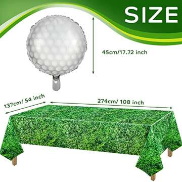 Civaner 7 Pieces Golf Party Birthday Decorations Golf Ball Balloons 108 x 54 Large Size Grass Table ...