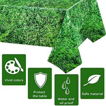 Civaner 7 Pieces Golf Party Birthday Decorations Golf Ball Balloons 108 x 54 Large Size Grass Table Cover Disposable Plastic Printed Grass Tablecloth for Golf Party Supplies