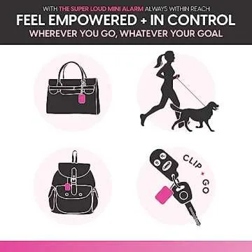 BLINGSTING Mini Personal Safety Alarm - 125 Decibel Self Defense Panic Alarm with Recessed Activation Button, LED Light & Keychain Clip - Pink Soft Touch