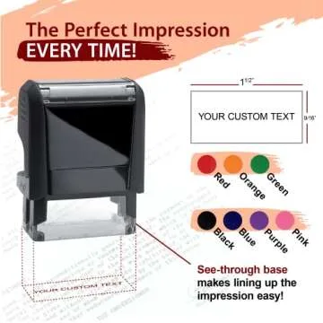 Custom Line Stamps | Custom Text Office Stamp | Short or Long | 20 Font Choices | Multiple Color Opt...