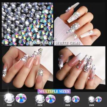 YGDZ Rhinestones and Gem Set - 10000 PCS for Stunning Nail Art, Crafts & DIY Projects
