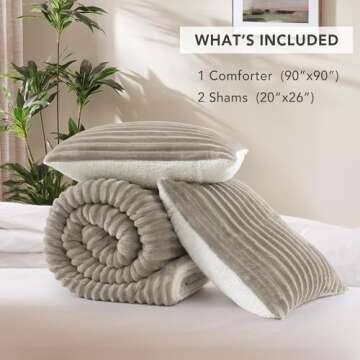 Geniospin Queen Comforter Set Taupe,Warm Winter Comforter Queen Size,Ultra-Soft Sherpa Fleece Queen Bedding Set,Reversible 3-Piece Comforter Set for Winter, Warm & Cozy (Taupe, 90'' x 90'')