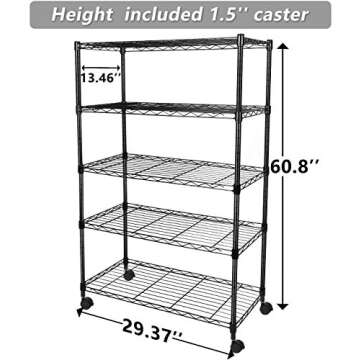 Heavy Duty 5-Shelf Storage Unit, 1250lbs Capacity