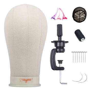 NAYOO 21-24 inch Canvas Block Head Wig Head Stand for Making Wigs Display Styling Mannequin Head Set...