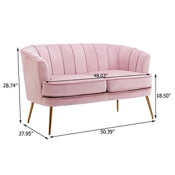 Altrobene Velvet Loveseat Couch Sofa Luxury Modern Comfy Tufted Couch Chesterfield 2 Person Couch fo...