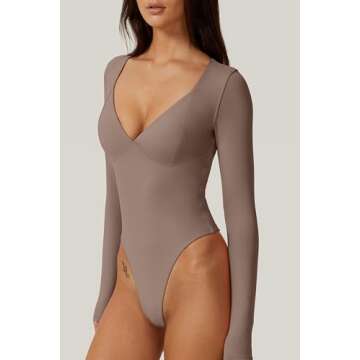 Stylish QINSEN V Neck Bodysuit Shirt for Women