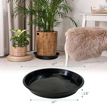 DUNPUTE Plant Saucer 16 18 20 22 Inch, 4 Pack Heavy Duty Large Plant Tray for Planter Pot, Plastic Flower Pot Saucers Drip Water Trays for Indoors and Outdoors (20 Inch)