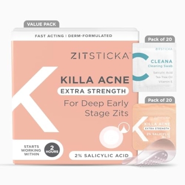 ZitSticka Extra Strength Killa Acne Patches - Rapid Microdart Acne Treatment for Deep Zits and Blemi...