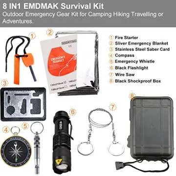 EMDMAK Survival Kit Outdoor Emergency Gear Kit for Camping Hiking Travelling or Adventures
