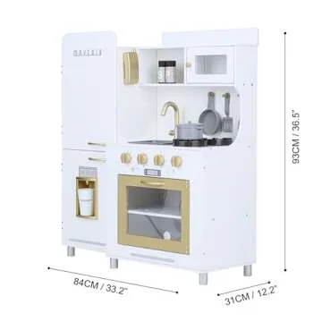 Teamson Kids - Children Play Kitchen Sets, Toddler Girls Pretend Kitchen Set Ages 2-6, Kitchen Toys for Kids Ages 4-8, Little Chef Mayfair Classic Kids Kitchen Playset with 11 Accessories - White/Gold