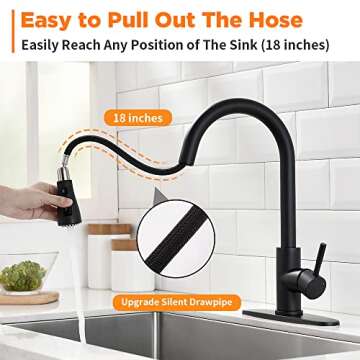 Black Kitchen Faucets with Pull Down Sprayer - Stylish & Functional