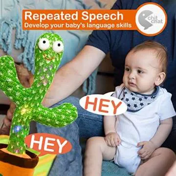 Hunfur Talking Cactus Toy That Talks Back,Volume Adjustment Dancing Mimicking Cactus Baby Toy,Singing Record Repeat What You Say, Sunny Silly Light Up Tummy Time Funny Gift for Toddler Boys Girls Toys