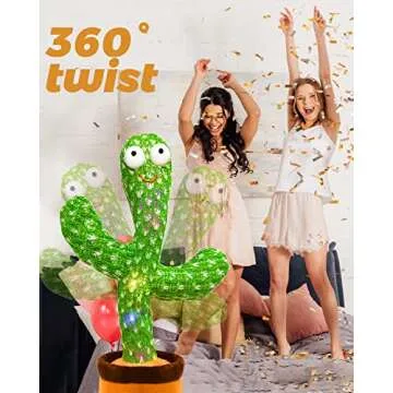 Hunfur Talking Cactus Toy That Talks Back,Volume Adjustment Dancing Mimicking Cactus Baby Toy,Singing Record Repeat What You Say, Sunny Silly Light Up Tummy Time Funny Gift for Toddler Boys Girls Toys