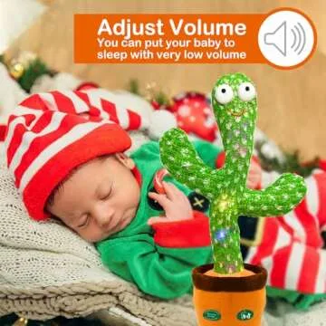 Hunfur Talking Cactus Toy That Talks Back,Volume Adjustment Dancing Mimicking Cactus Baby Toy,Singing Record Repeat What You Say, Sunny Silly Light Up Tummy Time Funny Gift for Toddler Boys Girls Toys