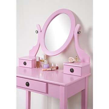 Chic Roundhill Moniya Pink Vanity Table Set for Beauty Lovers