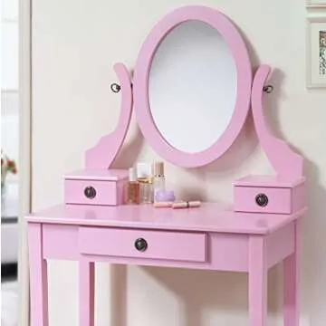 Chic Roundhill Moniya Pink Vanity Table Set for Beauty Lovers